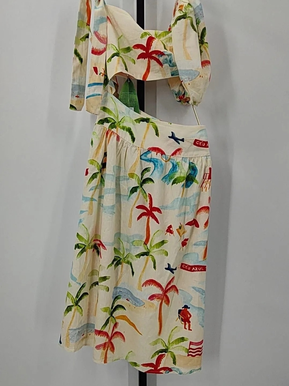 FARM Rio Copacabana Linen-Blend Cutout Midi Dress - Picture 3 of 4